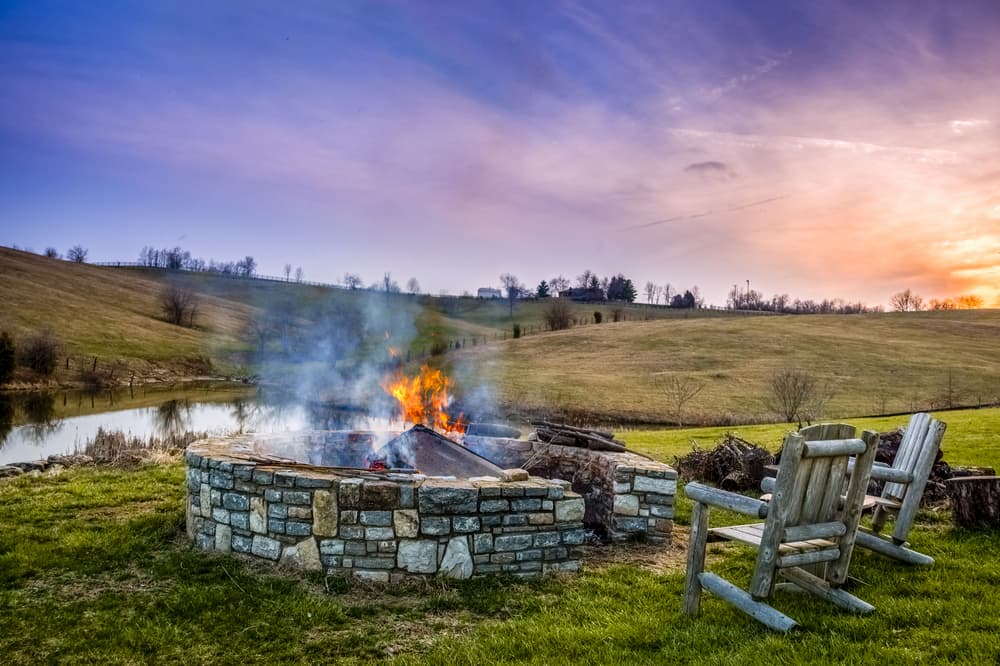 Bonfire in the Georgetown Kentucky countryside